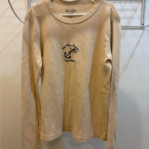 John GALT Brandy Melville Tan Cotton Sweater with Navy detail